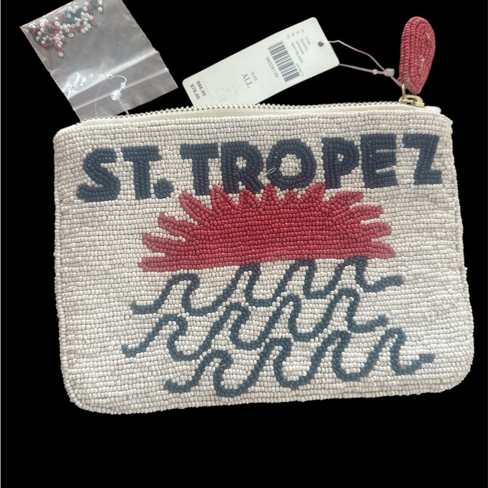 Anthropologie Cream Beaded Clutch